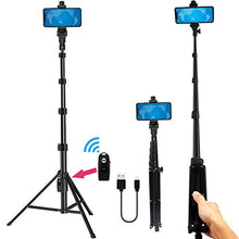 Load image into Gallery viewer, Phone Tripod Stand Selfie Stick 54 Inch Portable Aluminum Alloy with Wireless Remote Shutter for iPhone 12 11 pro Xs Max Xr X 8 7 6 Plus, Android Samsung Galaxy Smartphone Tripod Vlog/Live Stream
