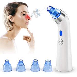 Blackhead Remover Pore Vacuum - USB Rechargeable Facial Acne Cleaner Comedone Suction Treatment LED Display with 4 Replaceable Suction Head (Blue)