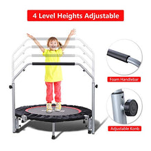 Load image into Gallery viewer, BCAN 40&quot; Foldable Mini Trampoline, Fitness Rebounder with Adjustable Foam Handle, Exercise Trampoline for Kids Adults Indoor/Garden Workout Max Load 330lbs

