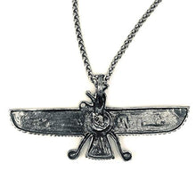Load image into Gallery viewer, Asoodehdelan Xtra Large Sterling Silver Persian Farvahar Faravahar Necklace
