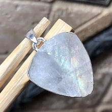 Load image into Gallery viewer, Natural Rainbow Moonstone 925 Solid Sterling Silver Cluster Unisex Pendant 30mm Long
