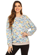Load image into Gallery viewer, FINEJO Women's Long Sleeve Top Casual Floral Print Pullover Tops L
