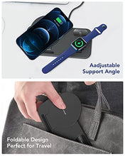 Load image into Gallery viewer, [2022 NEW] 3 in 1 Wireless Charging Station for Multiple Devices Apple, Charging Stand for iPhone and Apple Watch 7/6/SE/5/4/3/2/1, Portable Charging Dock for AirPods Pro/3/2/1 (with 18W Fast Charger)
