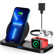 Load image into Gallery viewer, [2022 NEW] 3 in 1 Wireless Charging Station for Multiple Devices Apple, Charging Stand for iPhone and Apple Watch 7/6/SE/5/4/3/2/1, Portable Charging Dock for AirPods Pro/3/2/1 (with 18W Fast Charger)
