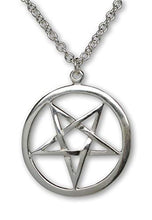 Load image into Gallery viewer, Real Metal Sterling Silver Inverted Pentacle Pentagram Pendant with 20 Inch Sterling Silver Necklace
