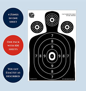 Dynamic Shooters – 100 Sheet 17X25-inch Made in USA Large Paper Silhouette Range Shooting Targets - Firearm, Rifle, Gun, Pistol, BB Guns, Airsoft, Pellet Gun, Air Rifle