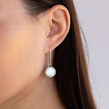 Load image into Gallery viewer, 925 Sterling Silver White Opal Dangle Earrings For Women; Vintage Style White Opal October Birthstone Jewelry for Women; Dangling White Stone Earrings
