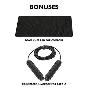 Fitness Invention Ab Roller Wheel - 3-IN-1 Ab Wheel Roller with Knee Mat and Jump Rope - Ab Roller Wheel for Abdominal Exercise - Ab Workout - Home Workout Equipment - Abs Wheel Roller - Abs Roller