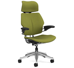 Humanscale Freedom Office Desk Chair with Headrest F211 Standard Duron Arms Aluminum Frame Sage Green Fabric F211A - Standard Casters