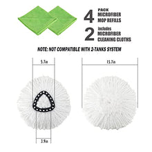 Load image into Gallery viewer, 4 Pack Mop Head Replacement Microfiber Mop Refills Spin Mop Replacement Head Easy Cleaning Replacement Mop Heads Includes 2 Microfiber Cloths
