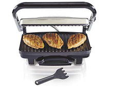 Load image into Gallery viewer, Hamilton Beach Panini Press, Sandwich Maker &amp; Electric Indoor Grill, Upright Storage, Nonstick Easy Clean Grids, Stainless Steel (25410)
