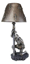 Load image into Gallery viewer, Ebros Gift The Accolade Medieval Kneeling Knight of Chivalry Suit of Armor Knighthood Ceremony Side Table Lamp Statue 22" Tall Renaissance Crusaders Decor Figurine Kings and Knights (2)
