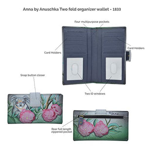Anna by Anuschka womens 1833 Wallet Hand Painted Genuine Leather, Birds in Paradise Green, One Size US