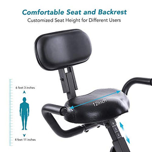MaxKare Folding Magnetic Upright Exercise Bike w/Pulse Sensor/LCD Monitor Indoor Cycling Bike Stationary Bike Recumbent Exercise Bike with Arm Resistance Bands, Perfect for Home Use