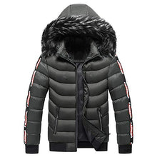 Load image into Gallery viewer, Men's Winter Jacket Thicken Outerwear Lightweight Water Resistant Soft Shell Removable Fur Hooded Zip Pockets Snow Coat
