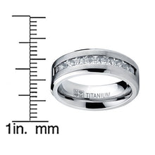 Load image into Gallery viewer, Metal Masters Co. Titanium Men's Wedding Band Engagement Ring with 9 Large Princess Cut Cubic Zirconia Size 9
