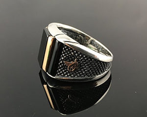 KAR 925K Stamped Sterling Silver Black Onyx Men's Ring K6F (10.25)