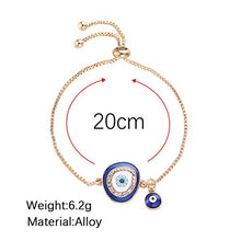 Load image into Gallery viewer, Vintage Blue Evil's Eyes Bracelet Link Chain Fashion Ethnic Adjustable Rhinestone Blue Eye Bracelet Bangle for Women Girls (Deep blue)
