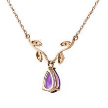 Load image into Gallery viewer, Galaxy Gold 14k White, Rose, Yellow Gold Amethyst and Diamond Vine Branch Design Pendant Necklace with 1.52 Carats (Carat Total Weight) Natural Diamonds &amp; Pear-Shaped Purple Amethyst (Rose-Gold, 22)
