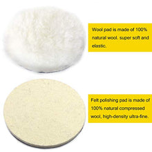 Load image into Gallery viewer, 6 Inch Buffing Wool Pads 8PCS Kit, Felt Polishing Pad Buffing Wheel for Drill Woolen Wax Pad and 5/8&#39;&#39;-11 Thread Hook &amp; Loop Backer Plate with Drill Adapter for Car Boat Polish, Waxing, Sealing, Glaze
