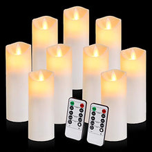 Load image into Gallery viewer, Flickering Flameless Candles Battery Operated Candles Exquisite Frosted Plastic Candles Outdoor Heat Resistant Include Realistic Moving Wick LED Flames and 10-Key Remote Control with 24-Hour Timer
