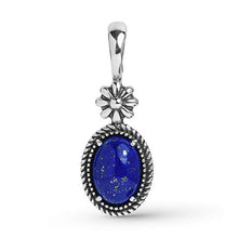 Load image into Gallery viewer, American West Sterling Silver Blue Lapis Gemstone Native Flower Pendant Enhancer
