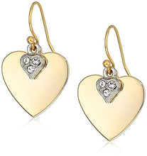 Load image into Gallery viewer, 1928 Jewelry 14K Gold-Dipped And Clear Crystal Heart Drop Earrings
