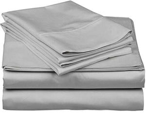 1000-Thread-Count 100% Cotton Sheet Silver King-Sheets Set, 4-Pc Long-Staple Combed Cotton Best-Bedding Sheets For Bed, Breathable, Soft & Silky Sateen Weave Fits Mattress Upto 18'' Deep Pocket