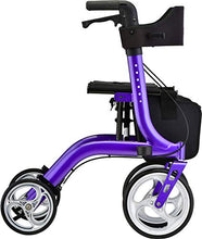 Load image into Gallery viewer, NOVA Medical Products Express Rollator Walker, Large 10” &amp; 8” Wheels, Compact Foldable &amp; Free Standing, Easy to Fold, Lift &amp; Carry, Comes with Cane Holder, Purple
