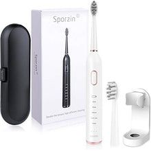 Load image into Gallery viewer, Sporzin Electric Toothbrushes for Adults Sonic Toothbrush Electronic Toothbrush USB Charging Last 60 Days 5 Modes 3 Intensities Smart Timer with 2 Dupont Brush Heads &amp; Travel Case Toothbrush Holder
