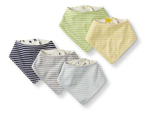 Moon and Back by Hanna Andersson Baby 5-Pack Organic Cotton Reversible Bib, Blue, One Size