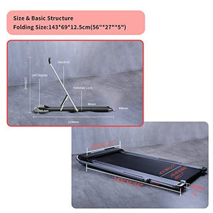 RHYTHM FUN Treadmill Under Desk Treadmill 2-in-1 Folding Running Walking Treadmill with Foldable Handtrail and Speed Sensor Light Slim Mini Quiet Treadmill with Smart Remote Workout App forHome/Office