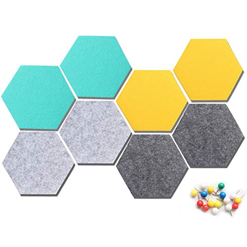 Load image into Gallery viewer, VANCORE Felt Tile Board Hexagon Push Pin Board for Wall Decor Self Adhesive Wall Bulletin Boards for Notes,Pictures,Photos,Memo, Office and Home Decor 5.1x5.8In, 8 Pcs/set