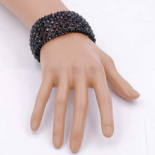 Load image into Gallery viewer, Tennis Rhinestone Stretch Bracelets Adjustable Jewelry Party For Woman Bangle (Jet Black)
