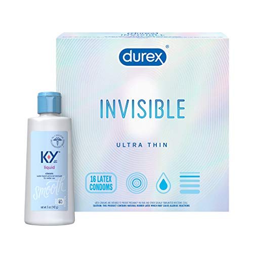 Durex Invisible Condom, 16 ct & K-Y Liquid Lubricant 5 oz 1 ea