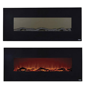 Touchstone 80001 - Onyx Electric Fireplace - (Black) - 50 Inch Wide - On-Wall Hanging - Log & Crystal Included - 5 Flame Settings - Realistic Flame - 1500/750W Timer & Remote