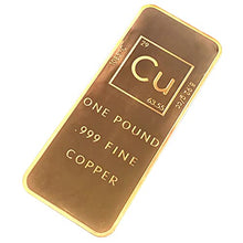 Load image into Gallery viewer, 1 Pound .999 Pure Copper Bar Bullion with Element Design - Unique Metals
