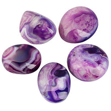 Load image into Gallery viewer, rockcloud Irregular Polished Purple Agate Palm Stones Worry Stones Pebble Healing Crystal with Velvet Bag
