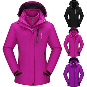 Keepmove Women's Fashion Waterproof Hoodie Hat Detachable Breathable Sport Outdoor Coat(Purple, Large)