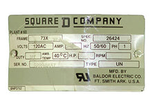 Load image into Gallery viewer, Square D G1894637 Frame Breaker Operator 1/pkg Frame: 73X 120VAC Hz 50/60 PH 1 H.P. 1/3
