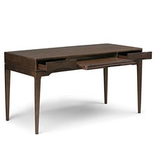 Load image into Gallery viewer, SIMPLIHOME Harper SOLID WOOD Mid Century Modern 60 inch Wide Home Office Desk, Writing Table, Workstation, Study Table Furniture in Walnut Brown with 2 Drawerss
