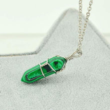 Load image into Gallery viewer, Hand Wired Treated Malachite Gemstone Healing Point Chakra Pendant Necklace

