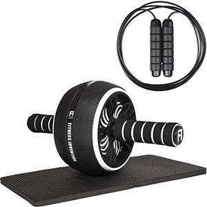 Fitness Invention Ab Roller Wheel - 3-IN-1 Ab Wheel Roller with Knee Mat and Jump Rope - Ab Roller Wheel for Abdominal Exercise - Ab Workout - Home Workout Equipment - Abs Wheel Roller - Abs Roller