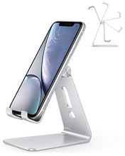 Load image into Gallery viewer, Adjustable Cell Phone Stand, OMOTON C2 Aluminum Desktop Phone Holder Dock Compatible with iPhone 11 Pro, SE, XR, 8 Plus 7 6, Samsung Galaxy, Google Pixel and More, Sliver
