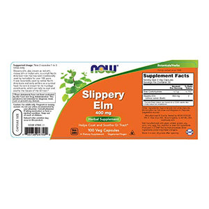 NOW Supplements, Slippery Elm (Ulmus rubra) 400 mg, Herbal Supplement, 100 Veg Capsules