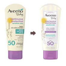 Load image into Gallery viewer, Aveeno Baby Continuous Protection Zinc Oxide Suncreen Lotion, Broad Spectrum SPF 50, 3 Fl Oz
