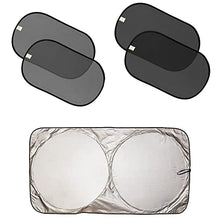 Load image into Gallery viewer, EcoNour Car Windshield Sun Shade + Car Side Window Shade 20"x12" (4 Pack) | Complete Sun Protection | Covers Privacy Blackout | Car Interior Accessories for Sun Heat
