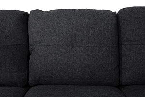 AYCP Fine Furniture Sectional Sofa Couch,L-Shaped Modern Style w/Storage Ottoman 3-Piece for Living Room|Linen Upholstery|(2) Toss Pillows(Right Hand Facing, Black)