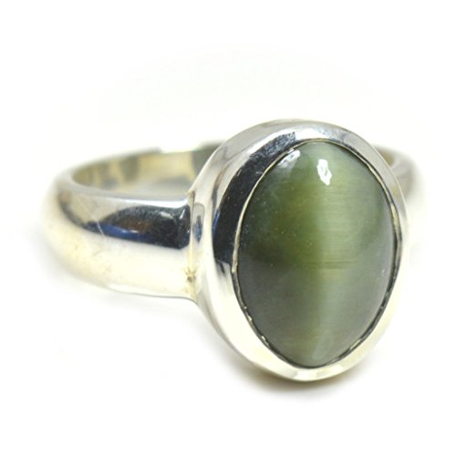 55Carat Natural 4 Carat Cat's Eye Gemstone Silver Ring for Men Women US Size 4,5,6,7,8,9,10,11,12,13