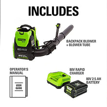 Load image into Gallery viewer, Greenworks Pro 80V (180 MPH / 610 CFM) Cordless Backpack Leaf Blower, 2.5Ah Battery and Charger Included BPB80L2510
